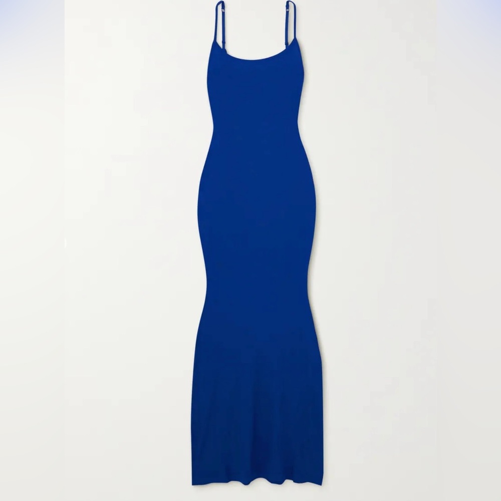 Skims Soft Lounge Long Slip Dress (Blue)